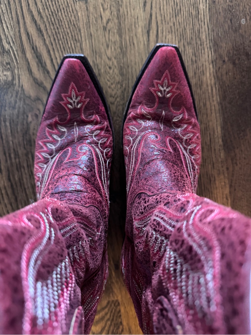 Old Gringo Elvis Burgundy Leather Embroidered Cowboy Boots - Picture 6 of 7